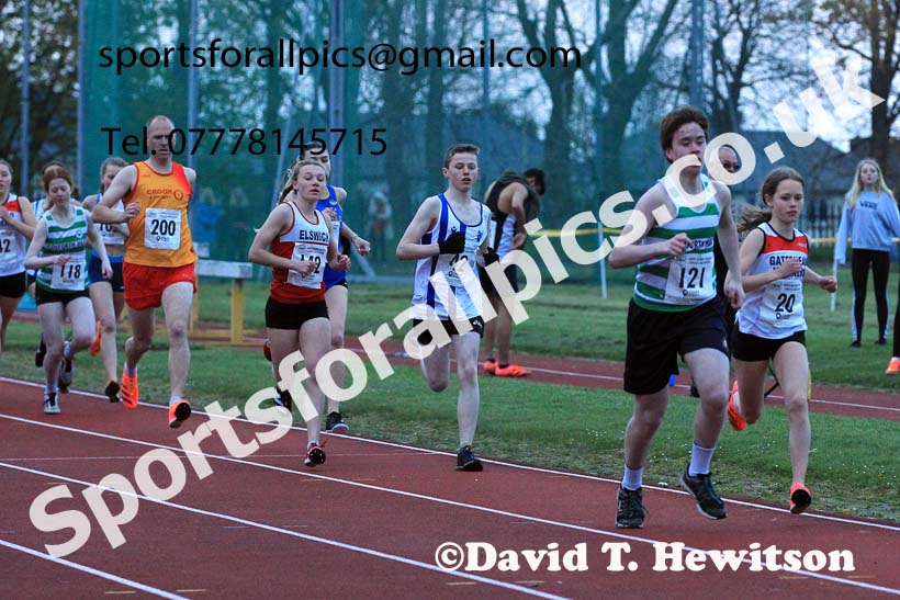 1500 metres, 2022 NEGP No. 1,  Monkton Stadium, April 20th, on a very cold night. Photo: David T. Hewitson/Sports for All Pics